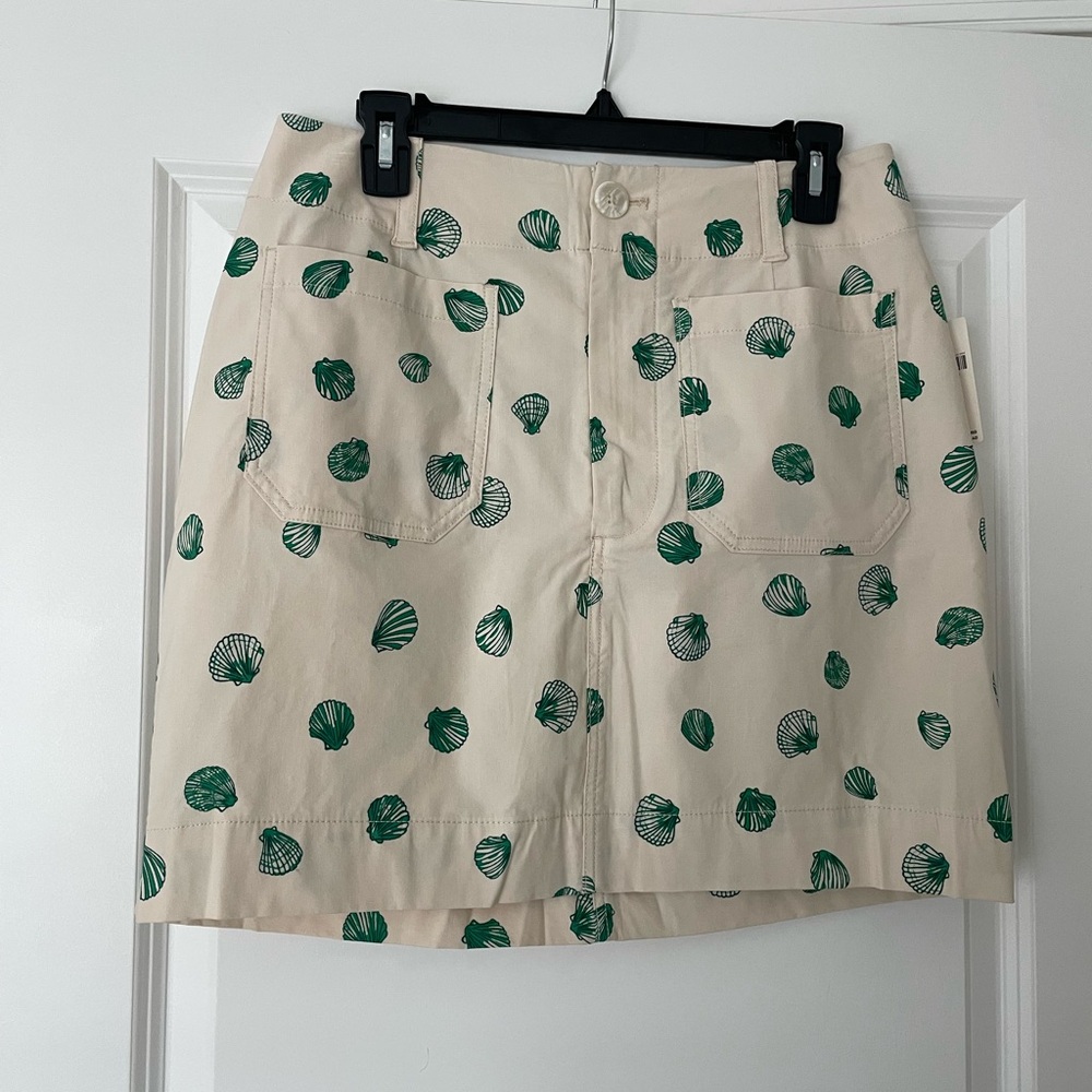 Anthropologie Cream and Green Mini Skirt